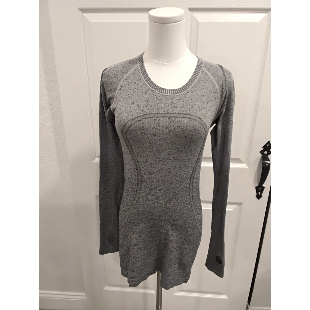 Lululemon Swiftly Tech Long Sleeve Top Women Size 6 Heathered Gray Athletic